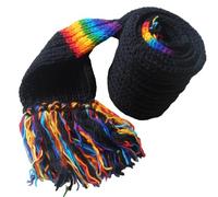 NATURAL FLOW Fair Trade Nepalese Hippy Boho Black/Rainbow Wool Striped Festival Scarf