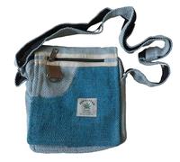 NATURAL FLOW Hemp & Cotton Hippy Boho Side/Shoulder Bag (Turquoise Mix)