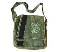 NATURAL FLOW Shoulder Bag, Cotton Canvas, Tree of Life, Hippy Boho (Green)