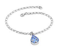 Natural Flower Jewellery Sterling Silver Flat Curb Chain Bracelet Made With Real Forget Me Nots