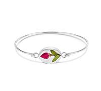 Natural Flower Jewellery Sterling Silver Oval Bangle Made with A Real Single Rose Bud