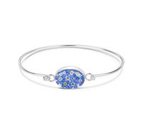 Natural Flower Jewellery Sterling Silver Oval Bangle Made With Real Forget Me Nots