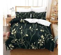 Natural Flowers, Tree Patterns, Green Fruits Duvet Cover Sets 3 PCS Hotel Quality Quilt Cover Bed Sets Bed Covers with Pillowcases with Zipper Closure Hypoallergenic Soft Breathable Microfiber Double（