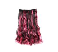 Natural Fluffy Pieces Thickened Wavy Clip In Hairs Extensions, 18 Inch Long Curly Synthetic One Piece Hair with 5 Clips Quick to Wear(2H8C)