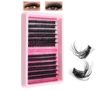 Natural Fluffy Volume Black Lash Clusters in Pink Tray - Reusable DIY Eyelash Extensions Kit For Salon And Daily Wear With Soft Feathery Texture, Curved Shape And Long Lasting Hold, 240 Pieces 50D 60D