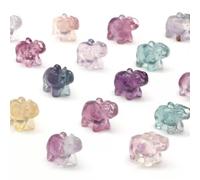 Natural Fluorite Animals Statue Stone Carving Quartz Crystal Decor-1PC Random Colour-Elephant