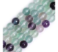 Natural Fluorite Quartz Crystal Gemstone Semi Precious Round 8mm Loose Beads for Jewellery Making DIY Bracelet Necklace Crafts 15''