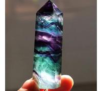 Natural Fluorite Quartz Crystal Stone Healing Amethyst Hexagonal Wand Point Stone Energy Generator Blanacing Chakra for Yoga Meditaion Home Ornaments Decor (1.57-1.97in)