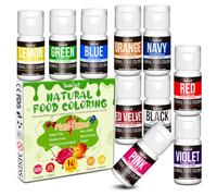 Natural Food Coloring Kit, 10 Vibrant Liquid Colors - Natural Food Dyes | Food-grade Vibrant Liquid Colorings for Cakes, Cookies, Baking, Cooking, Buttercream, Fondant, Slime & DIY Supplies