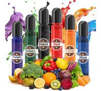 Natural Food Colouring - 6 Colours x 10ml Plant-Based Food Colouring Lquid Set, Artificial Dye Free Food Dye, 100% Natural, Non-GMO Liquid Edible Paint for Cake Decorating, Frosting, Fondant