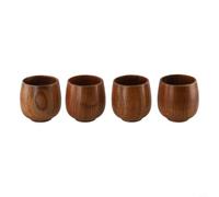 Natural for jujube Wood Cups 4pcs Smooth Rim Tea Set Natural