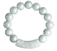 Natural for Women Men Lucky Charm White 13mm Jadeite Bead Attract Wealth Good Luck Light Green