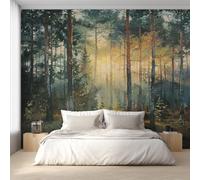 Natural Forest Photo Wallpaper, Botanical Woodland Tree Wallpaper Mural, 400x280cm Wall Paper for Bedroom Living Room, Non-Woven Wall Mural Room Decor EL&D67