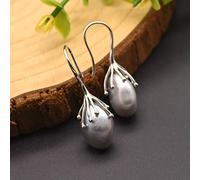 Natural Fresh Water Baroque Gray Pearl Earrings For Women 925 Sterling Silver Drop Earrings Luxury Jewelry