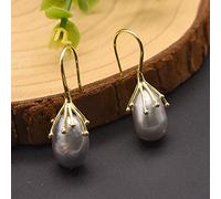 Natural Fresh Water Baroque Gray Pearl Earrings For Women 925 Sterling Silver Drop Earrings Luxury Jewelry