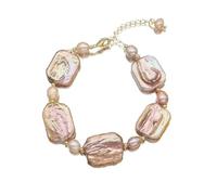 Natural freshwater pearl bracelet, Baroque style, handmade beaded bracelet. Suitable as a gift for yourself, your wife, your mother, or your daughter. (Purple square)