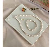 Natural Freshwater Pearl Jewelry Set 925 Sterling Silver Necklace Bracelet For Women