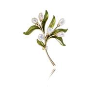 Natural Freshwater Pearl Olive Branch Brooch Temperament Green Leaf Pin Men and Women with The Same Corsage
