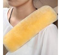 Natural Fur Eco-Friendly Genuine Fluffy Sheep Wool Car Seat Belt Pads, Soft Texture Shoulder Neck Cushion Pad, Australia Merino Cover (Beige)