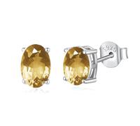 Natural Garnet/Amethyst/Peridot/Citrine/Sky Blue Topaz Stud Earrings for Women 925 Sterling Silver Birthstone Earrings Hypoallergenic Jewellery Gifts for Her Birthday