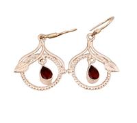 Natural Garnet Gemstone Dangle Earring 3.5x2mm | Made in 925 Sterling Silver, Silver Plated |Pear Shape Stone, Faceted Minimlist Style Dangle For Women & Girls |LK_RDG_00224