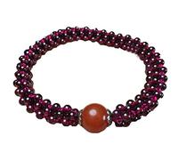 Natural Garnet Wine Red Bracelet DIY Hand Woven Bangle