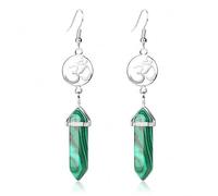 Natural Gem Stone 3D Charms Earring Decoration for Luck Hexagonal Silver Color Opal Purple Crystal Women Jewelry Wall light