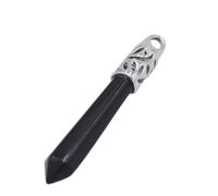 Natural Gem Stone Bead Blue Sand Long Hexagonal Pillar Prism Column Point Opal Necklace Pendants Men Women Jewelry-Black Onyx