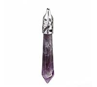 Natural Gem Stone Bead Blue Sand Long Hexagonal Pillar Prism Column Point Opal Necklace Pendants Men Women Jewelry-Amethysts