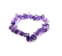 Natural Gem Stone Irregular Crystal Stretch Chip beads Nuggets Bracelets Bangles Quartz Wristband For Women (Metal Color : Amethyst)