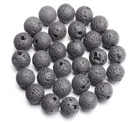 Natural Gemstone 10mm Round Loose Beads Big Hole 2mm Sized 30pcs (Rock Lava)