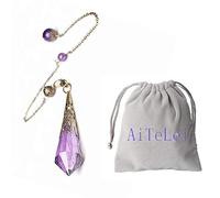 Natural Gemstone Amethyst Crystal Pendulum 12 Facted Therapy Healing Chakra Pendant for Dowsing Divination Reiki Charged Balancing with Chain