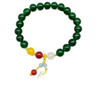 Natural Gemstone Bracelet, Agate Bracelet Gourd/Lucky Amulet for Women Men Reiki Crystal Chakra Meditation Attract Fortune Good Luck,White