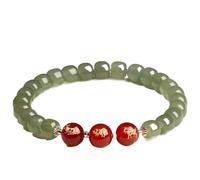 Natural Gemstone Bracelet, Chinese Zodiac Animals Bracelet Red Agate Crystal Good Luck Amulet Vintage Meditation Women Jewelry,White,Rabbit Pig Goat