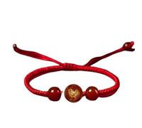 Natural Gemstone Bracelet, Red Agate Zodiac Animals Lucky Charm Spiritual Talisman Ward Handwoven Braided Bracelet for Good Luck Money Prosperity,Ox