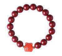 Natural Gemstone Bracelet, Stone Cinnabar BraceletAmulet Bracelet Red Agate with Rabbit SignCrystal Quartz Talisman Lucky Charm