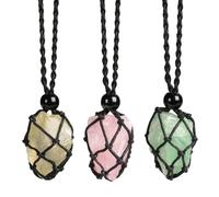 Natural Gemstone Crystal Necklace Holder Necklace Cord Stone Holder Hand Woven Necklace Length Adjustable, Gemstone, B Style 6
