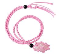 Natural Gemstone Crystal Pendant Necklace For Women Men Irregular Natural Raw Crystals Necklace Hand-Woven Stone Holder Cord Length Adjustable Rose Quartz