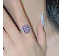 Natural Gemstone Garnet Dove Egg Light Purple Zircon Temperament Open Ring Amethyst Topaz Birthstone Solitaire Engagement Rings for Women, Anniversary 925 Sterling Silver Promise Rings for Her