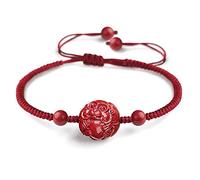 Natural Gemstone, Lucky Peach Blossom Flower Turtle CharmNatural Cinnabar Red Red String Rope Amulet Attract Money Prosperity Luck,Ox