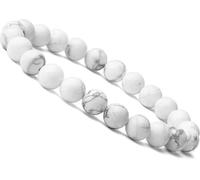 Natural Gemstone Matte Stretchy Bracelets 6mm 8mm 10mm-Howlite-10 mm