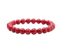 Natural Gemstone Matte Stretchy Bracelets 6mm 8mm 10mm-Red Turquoise-6 mm