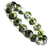 Natural Gemstone Phantom Quartz Bracelet Feng Shui Amulet Wealth Bracelet Lucky Charms Bracelet for Women Men Green Reiki Crystal Talisman for Money Good Fortune,8mm Cinnabar