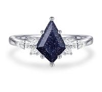 Natural Gemstone Rings Sterling Silver Engagement Rings for Women Kite Cut Lapis Lazuli Wedding Rings Lapis Lazuli Promise Ring Gift For Valentine's Day Size 5-9