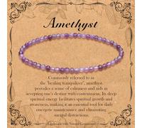 Natural Genuine Gemstone Faceted Round Beads Bracelets, 3mm Adjustable Stretchy Tiny Faceted Amethyst Bracelet, Healing Crystal Reiki Chakra Dainty Jewelry Fashion Gifts