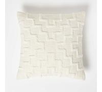 (Natural) Geometric Beige Tufted Cotton Cushion 45 x 45 cm
