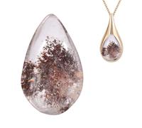 Natural Ghost Phantom - Teardrop Pendant - Green Moss Agate Healing Stone Collection for Geometry Balancing