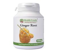 Natural Ginger Root Powdered 500mg x 90 Capsules, No GMO, No Fillers or Magnesium Stearate, for Vegans and Vegetarians, Made in Wales by Health Leads .Working With Nature