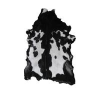 Natural Goat Hide Area Rug, Black and White Pattern, 109 cm x 81 cm, Non-Slippery