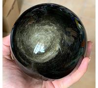 Natural Gold Obsidian Ball Double Golden Eye Lucky Crystal Energy Home Office Decoration Craft Gifts Feng Shui Ornaments (Size : 600-700g)